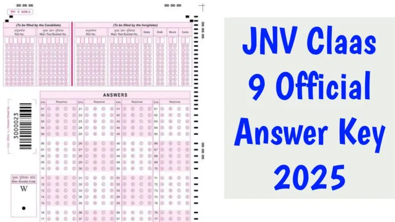 JNV Class 9 Official Answer Key 2025 Download - With Paper Solutions Set Wise