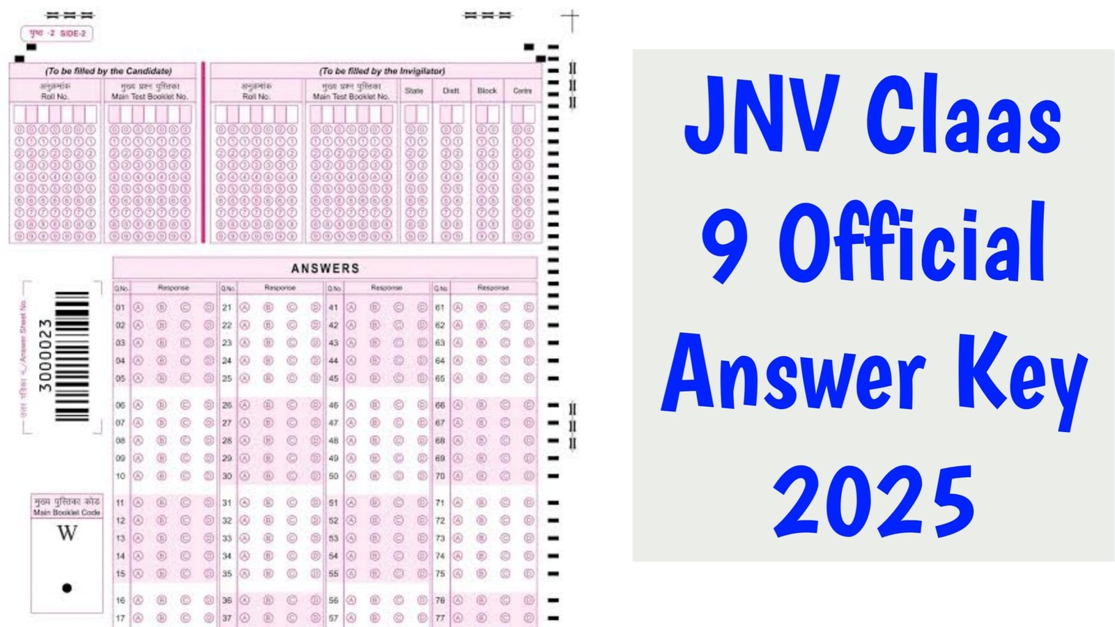 JNV Class 9 Official Answer Key 2025 Download - With Paper Solutions Set Wise