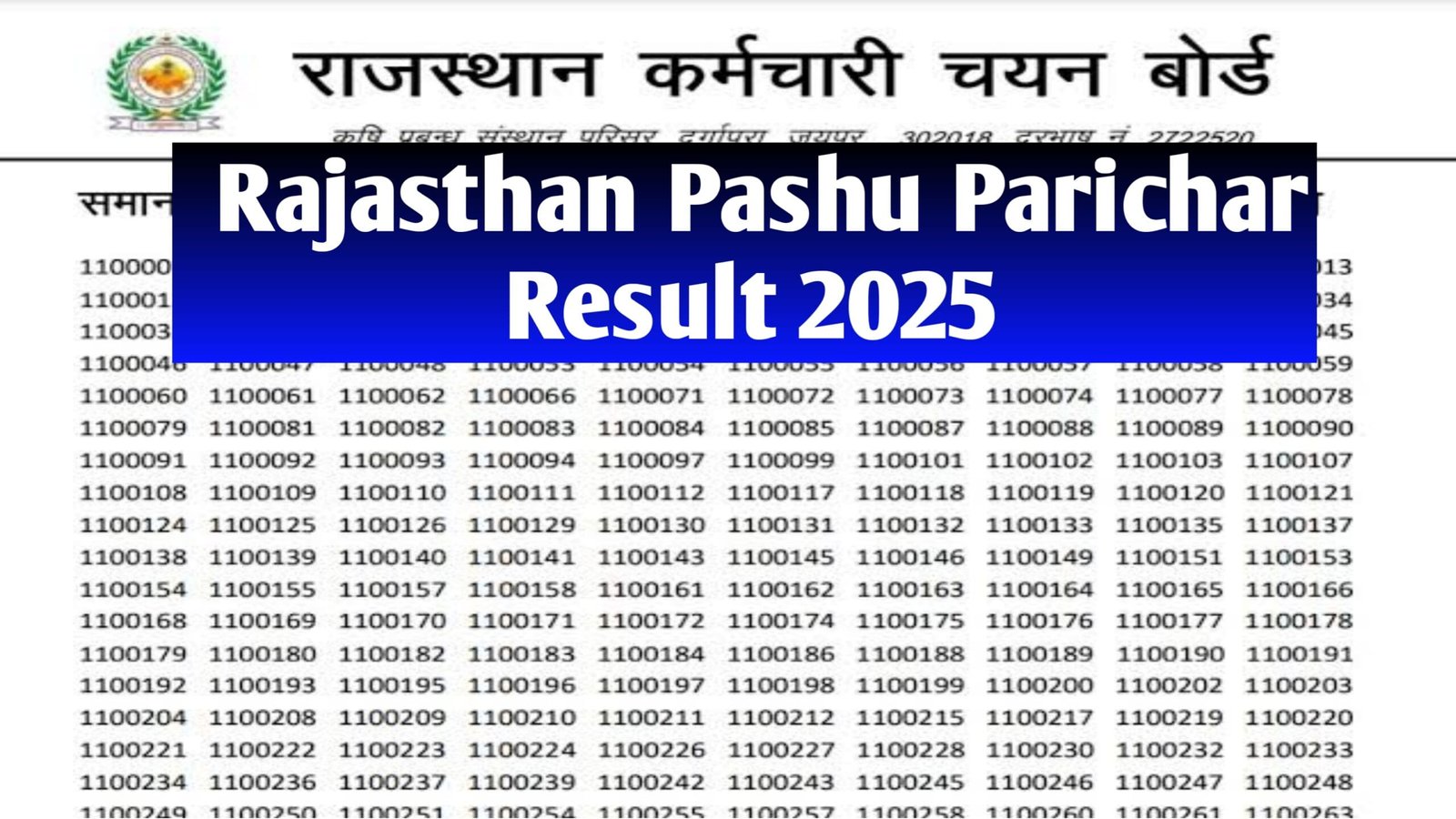 Rajasthan Pashu Parichar Result 2025 Date : Check Score Card & Merit List