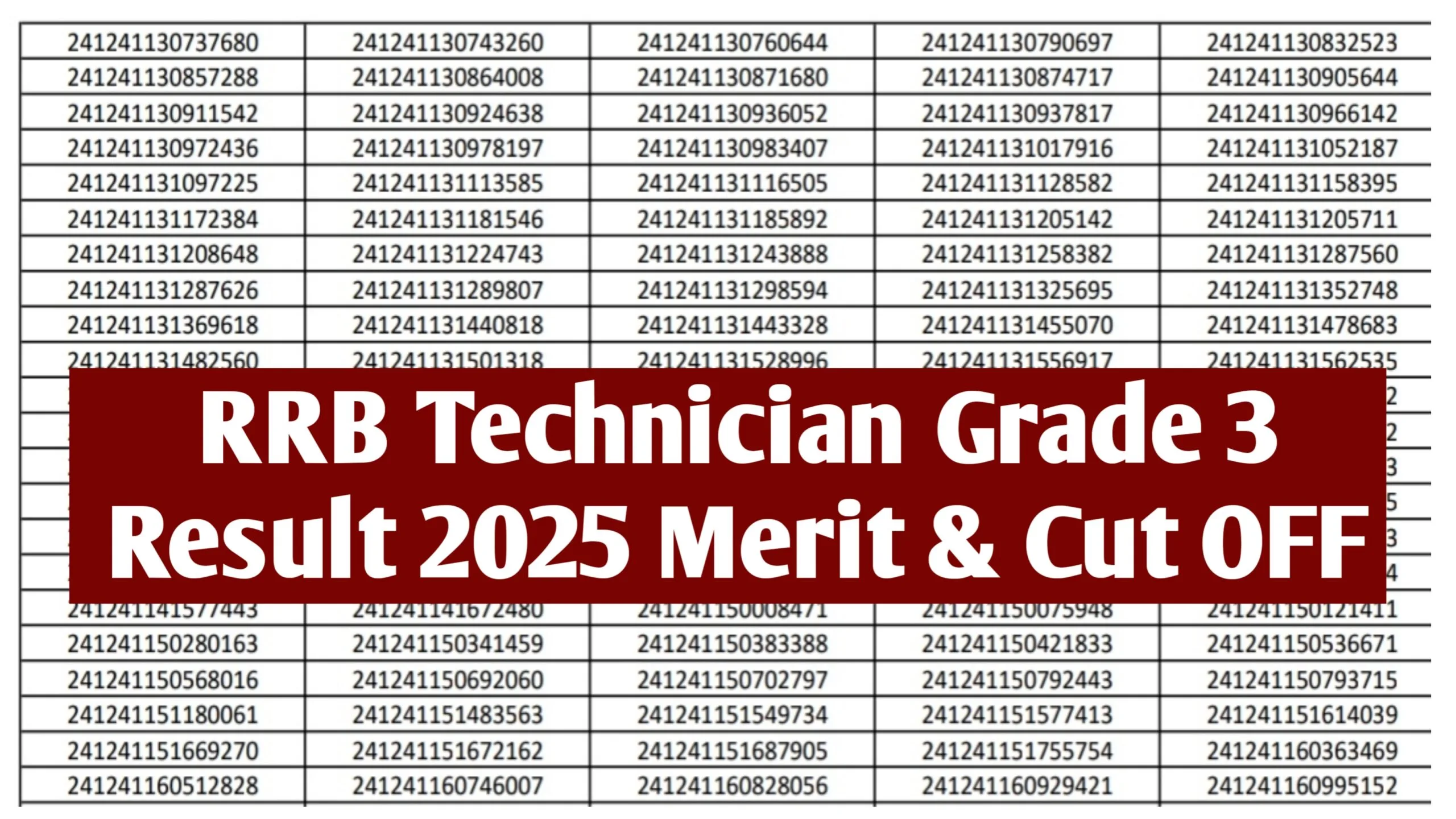 RRB Technician Grade 3 Result 2025 : Merit List PDF and Cut Off Marks at indianrailways.gov.in