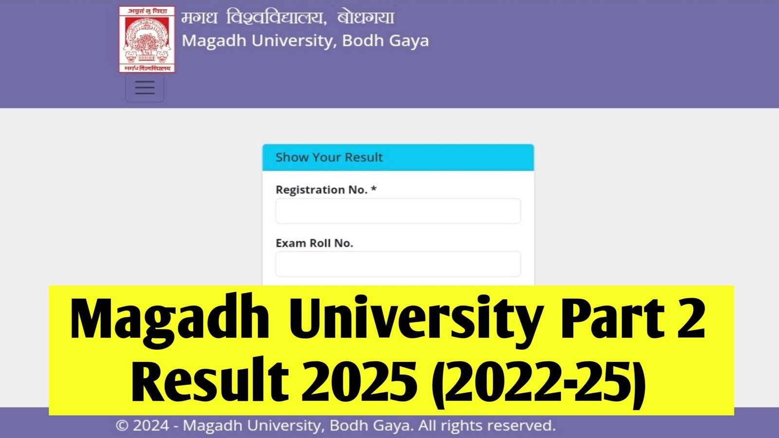Magadh University UG Part 2 Result 2025 (2022-25) : Result Of Ba, B.sc, B.com at www.magadhonline.in